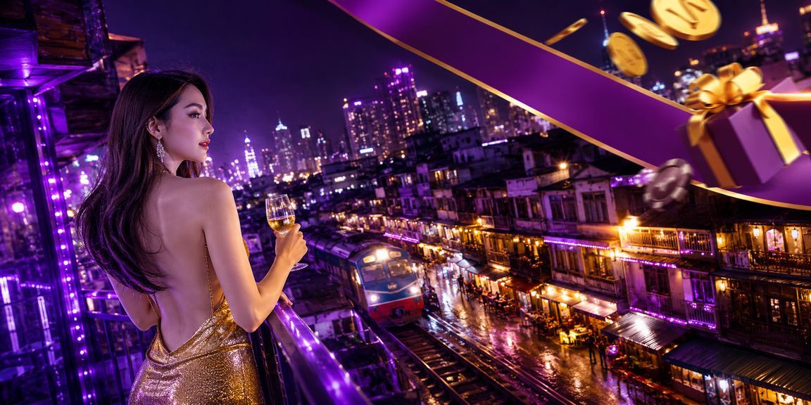 Phố đêm Hà Nội với biển hiệu neon lung linh trong không khí cá cược