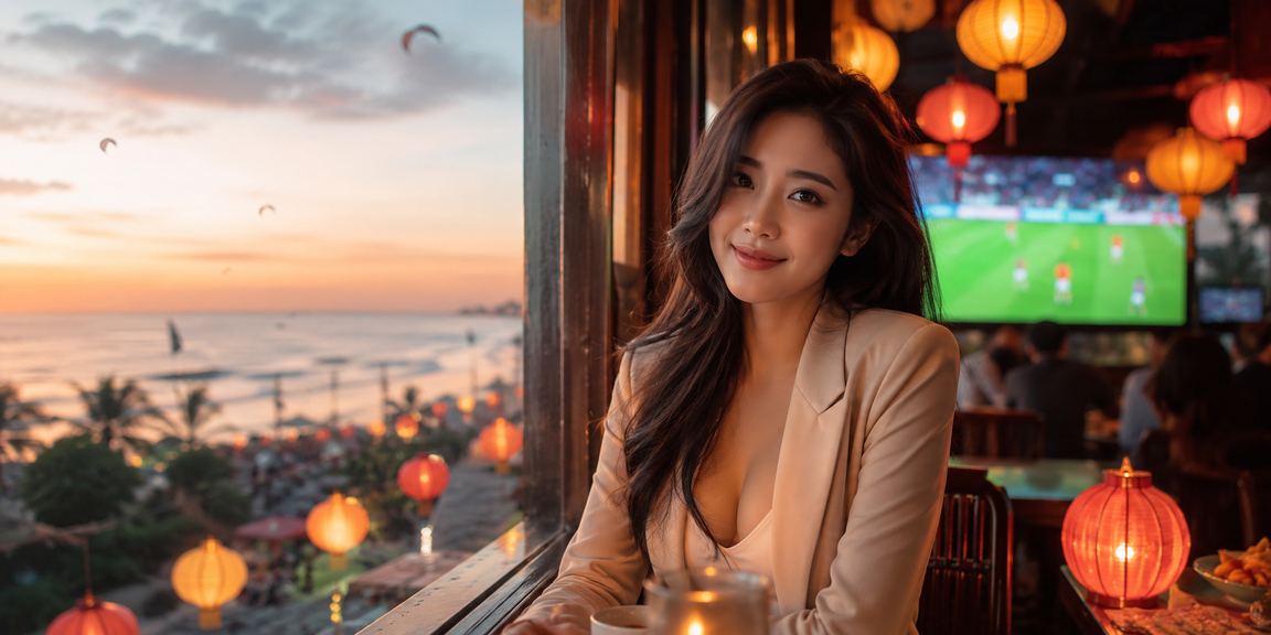 Người hâm mộ bóng đá đặt cược trực tuyến bên ly cà phê tại phố cổ Hội An